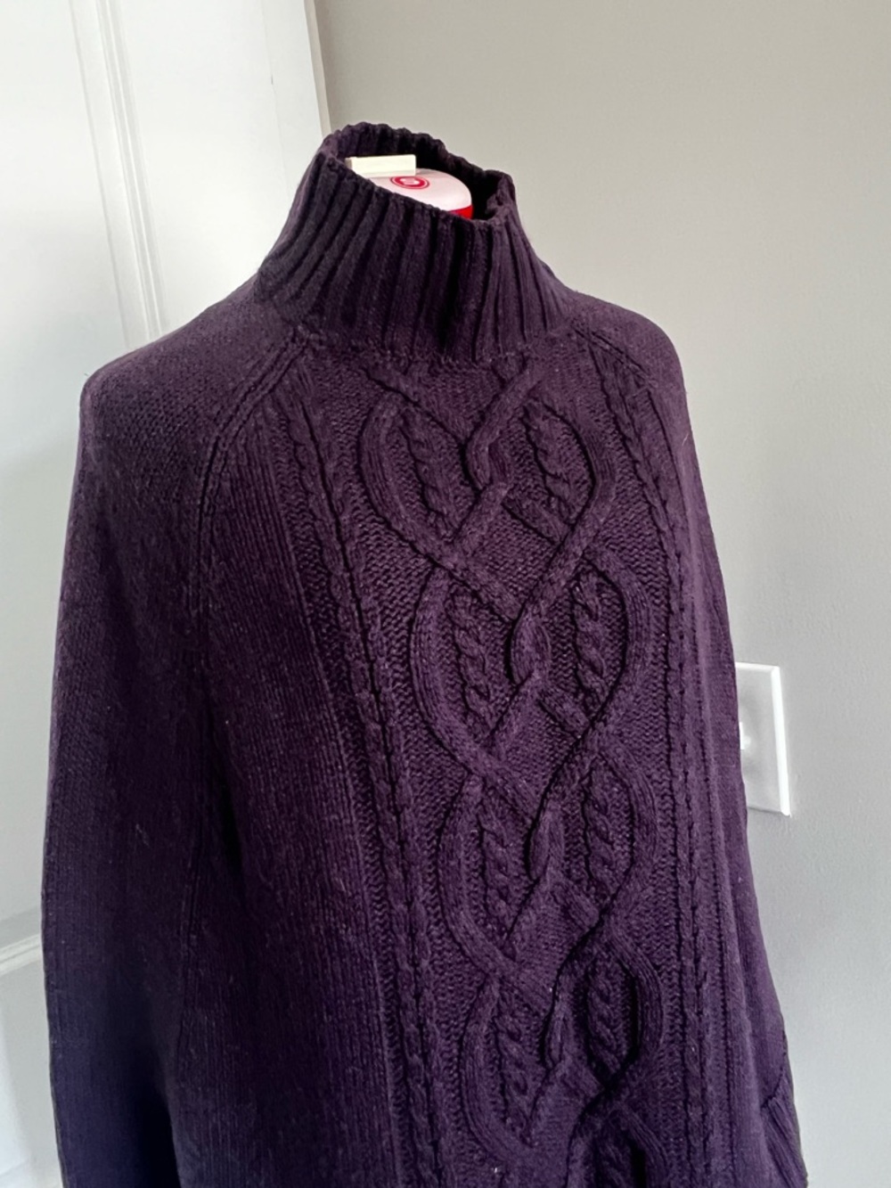 H&M Deep Purple Cable-Knit Turtleneck Sweater